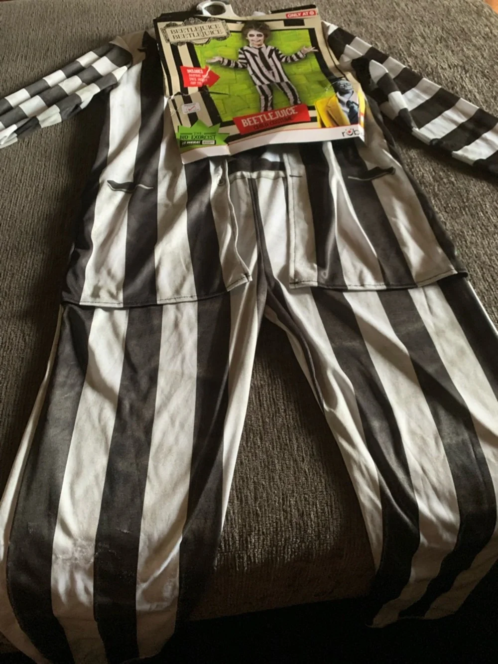 Rubie's Black & White Striped Kids Beetle Juice Costume - Picture 2 of 6